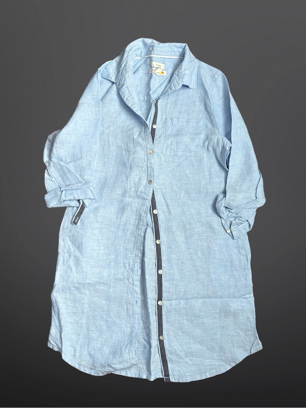 C&C California Light Blue Linen-Blend Shirt Dress Size Small